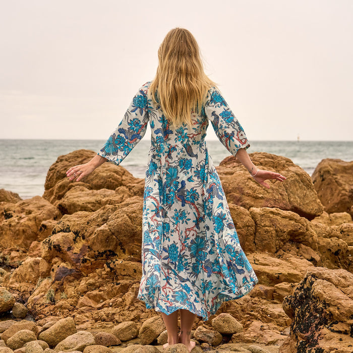 Set of 2 Cotton Maxi Dress - Blue Heron
