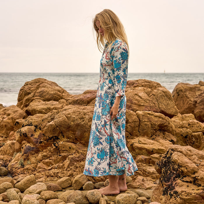 Set of 2 Cotton Maxi Dress - Blue Heron