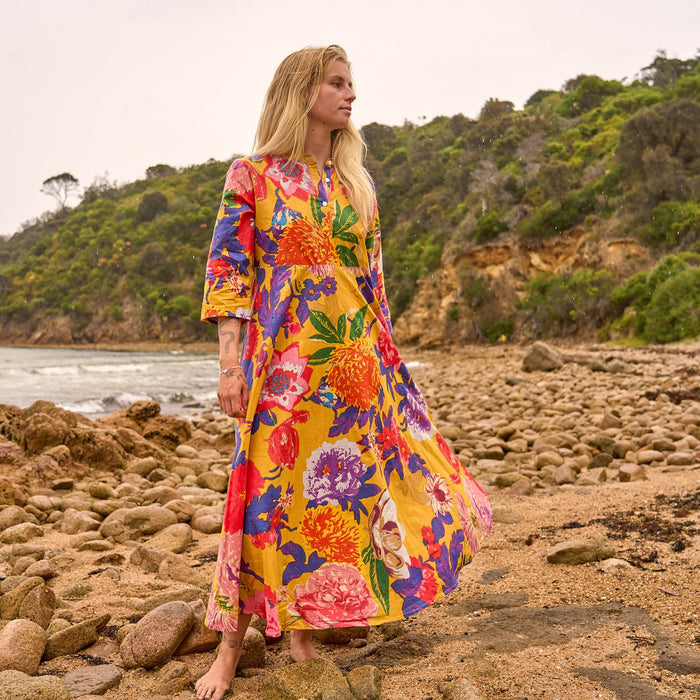 Set of 2 Cotton Maxi Dress ? Sunset Florals Bold Floral in Luxe Comfort