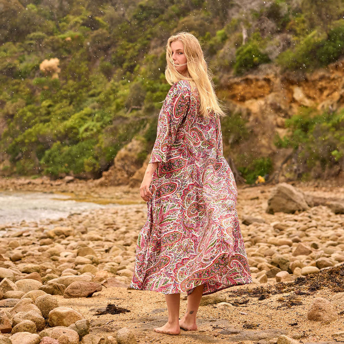 Set of 2 Cotton Maxi Dress - Floral Blooms Paisley