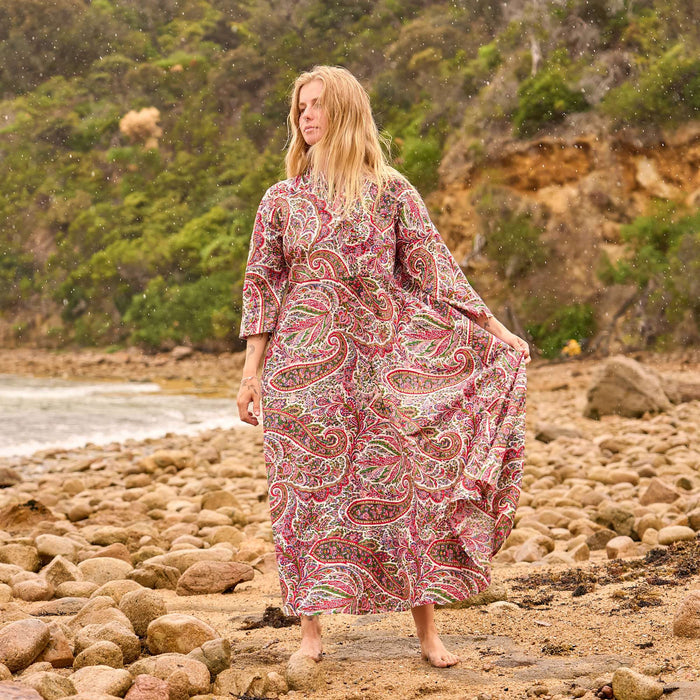 Set of 2 Cotton Maxi Dress - Floral Blooms Paisley
