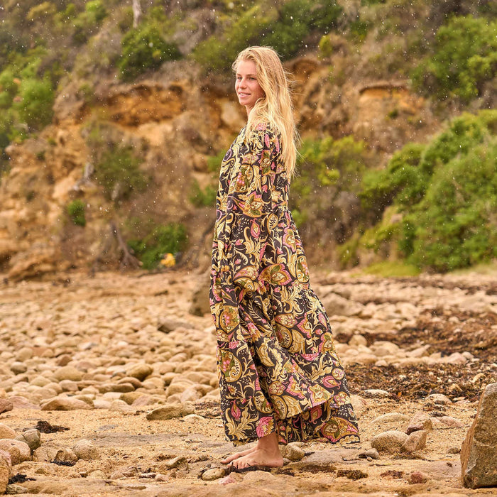 Set of 2 Cotton Maxi Dress ? Woodland Bloom Earthy in Handcrafted