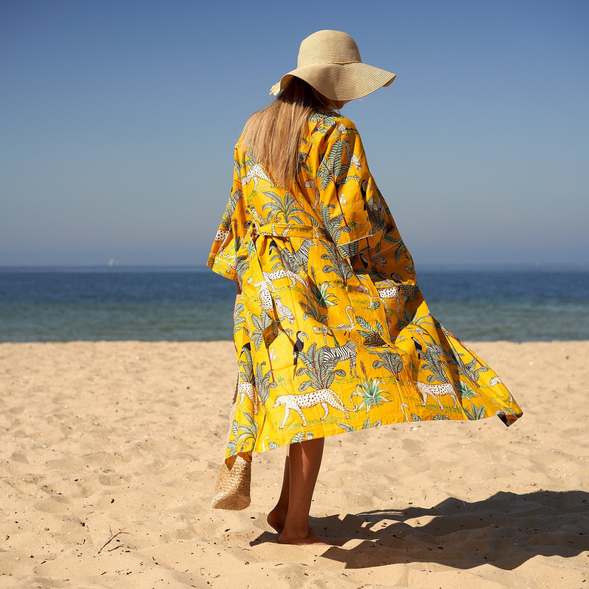 ‘Safari Soiree’ 100% Cotton Kimono Robe