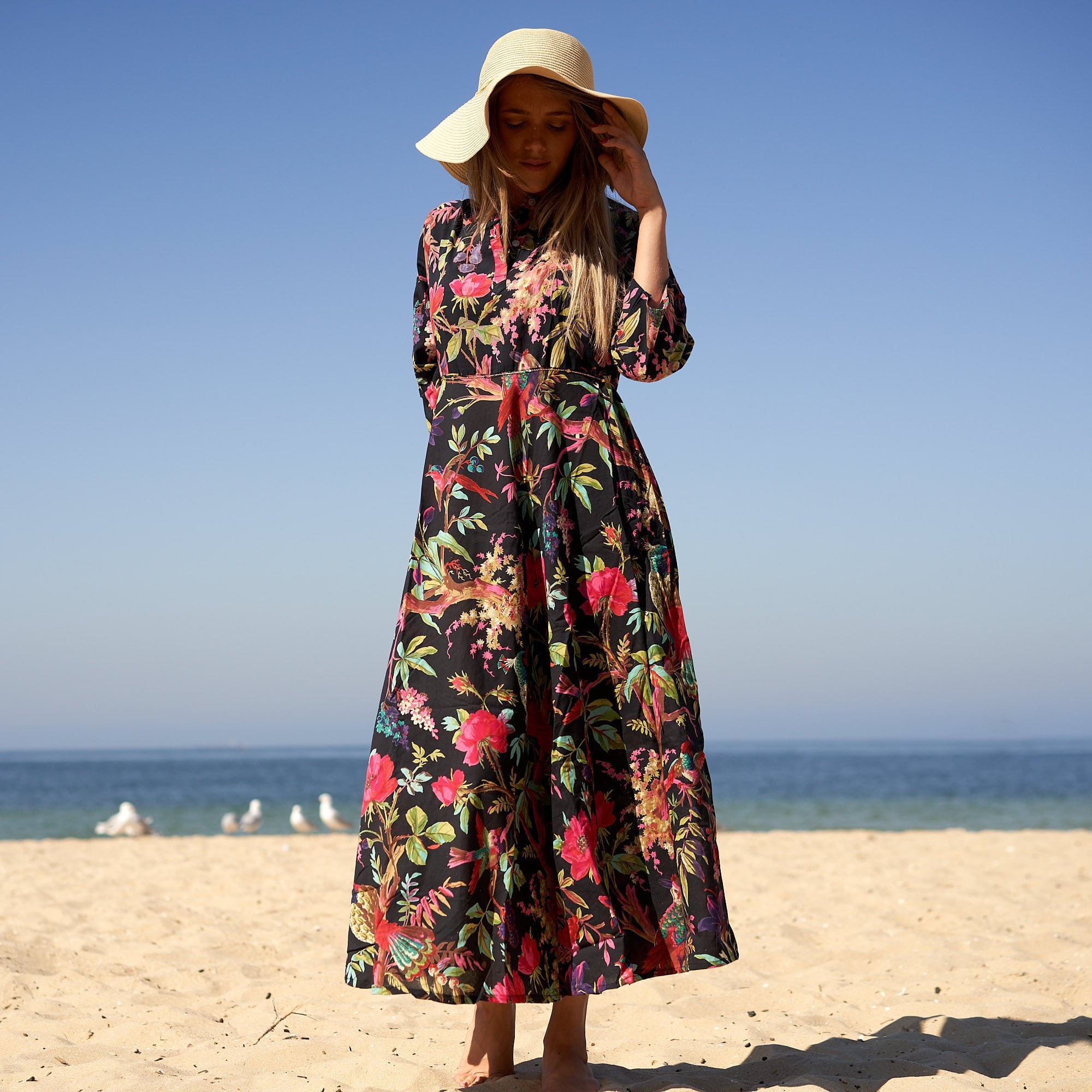 Set of 2 Umbrella 'Tropical Treasures' 100% Cotton Maxi Dress