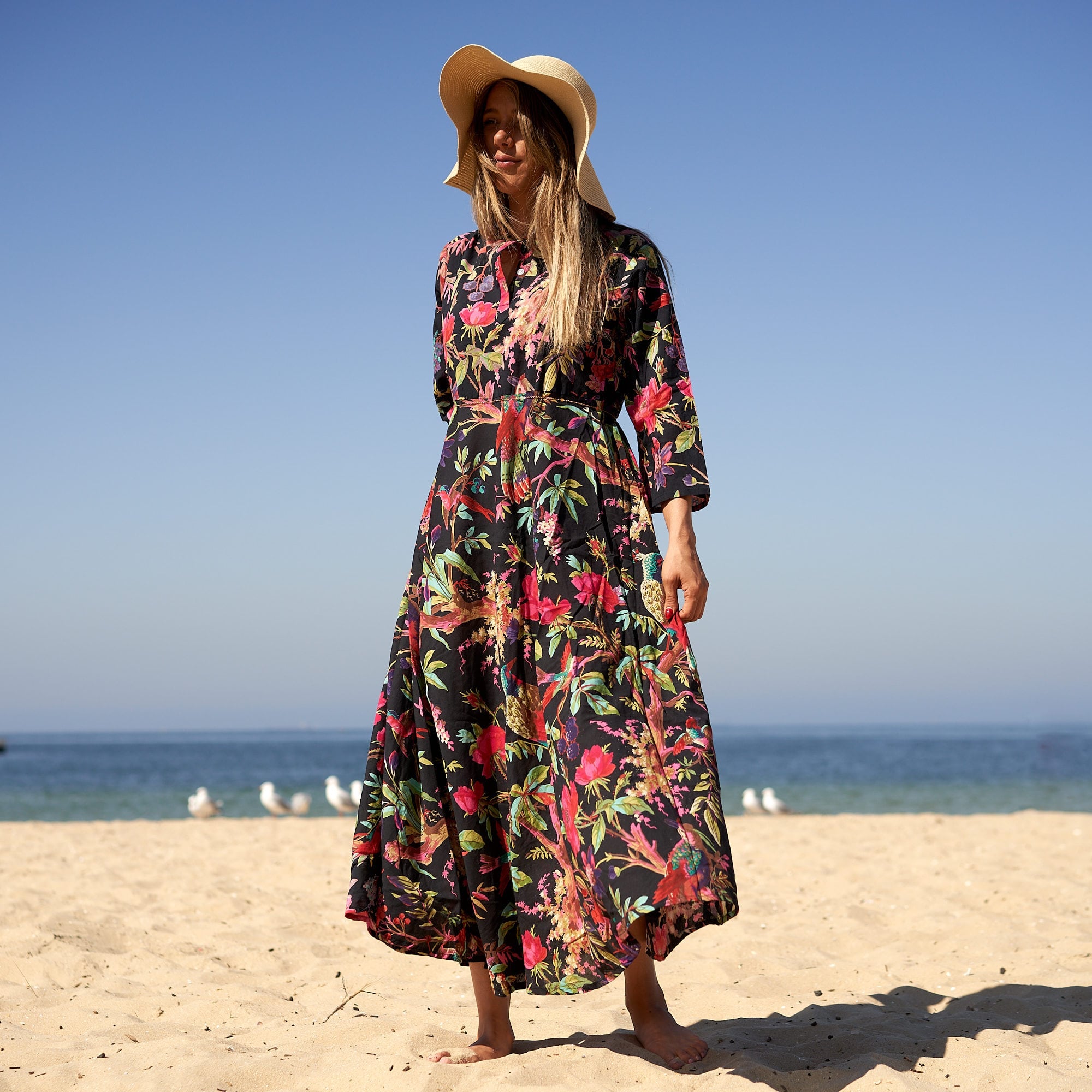 Set of 2 Umbrella 'Tropical Treasures' 100% Cotton Maxi Dress