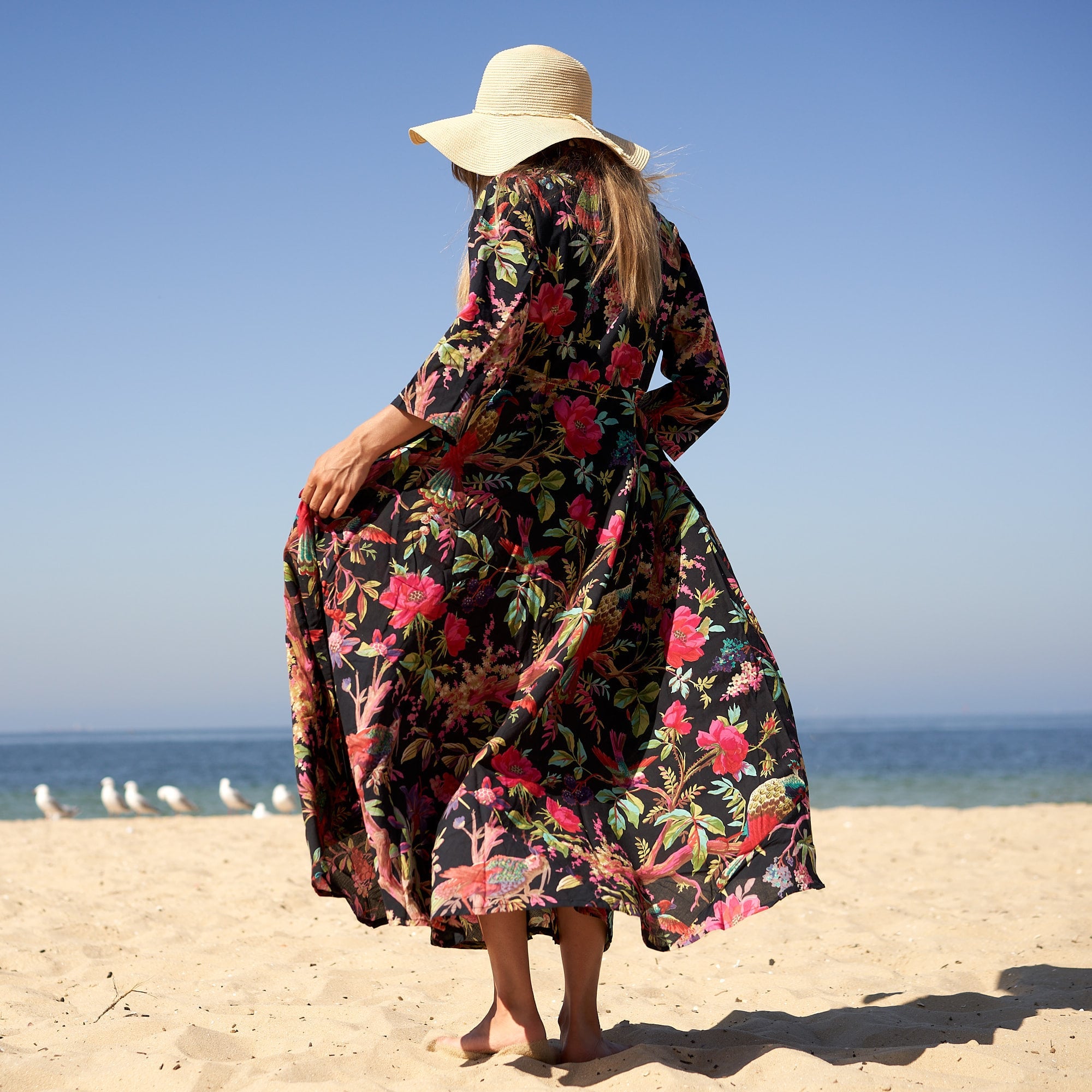 Set of 2 Umbrella 'Tropical Treasures' 100% Cotton Maxi Dress