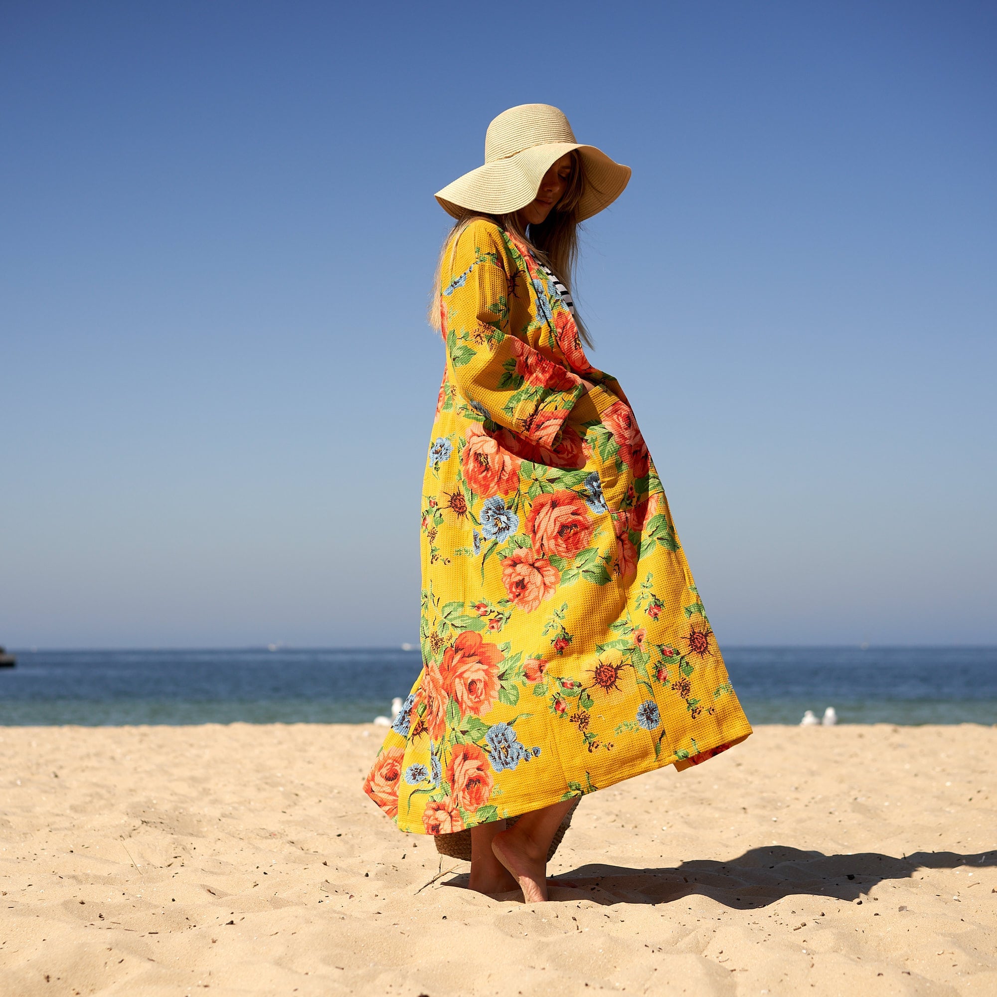 ‘Sun-Kissed Sands’ 100% Cotton Kimono Robe