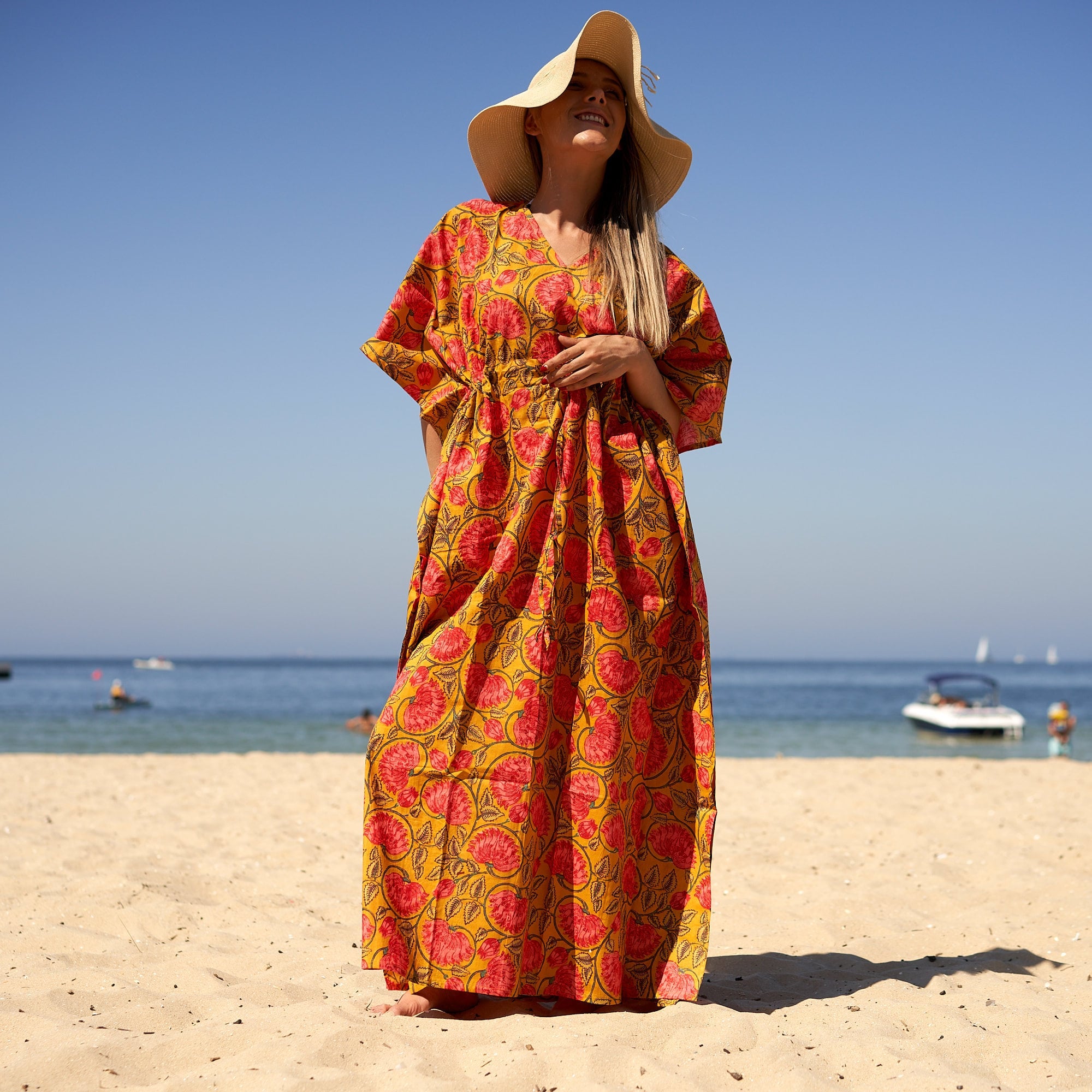 ‘Sunshine Soiree’ 100% Cotton Kaftan