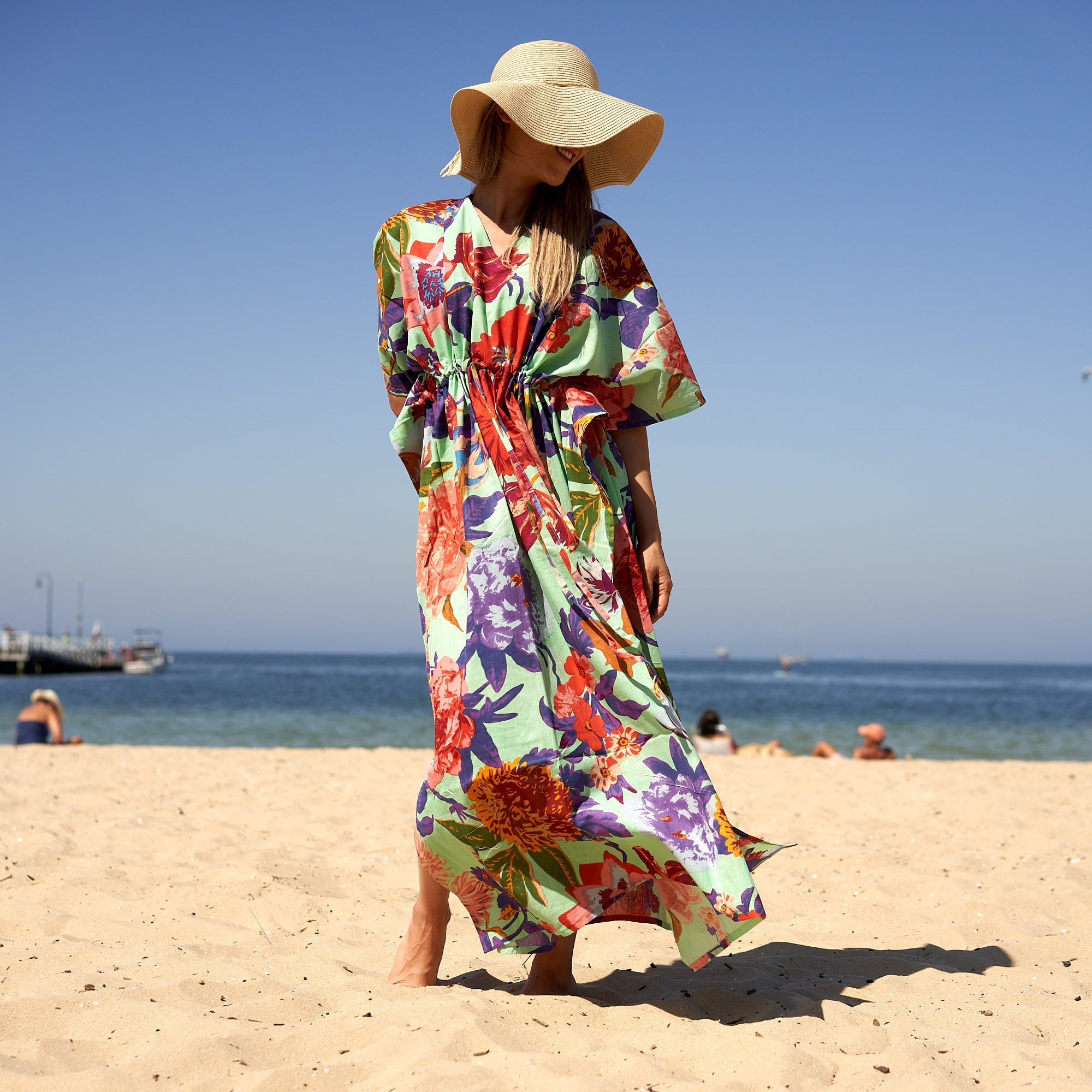 ‘Ocean Florals’ 100% Cotton Kaftan