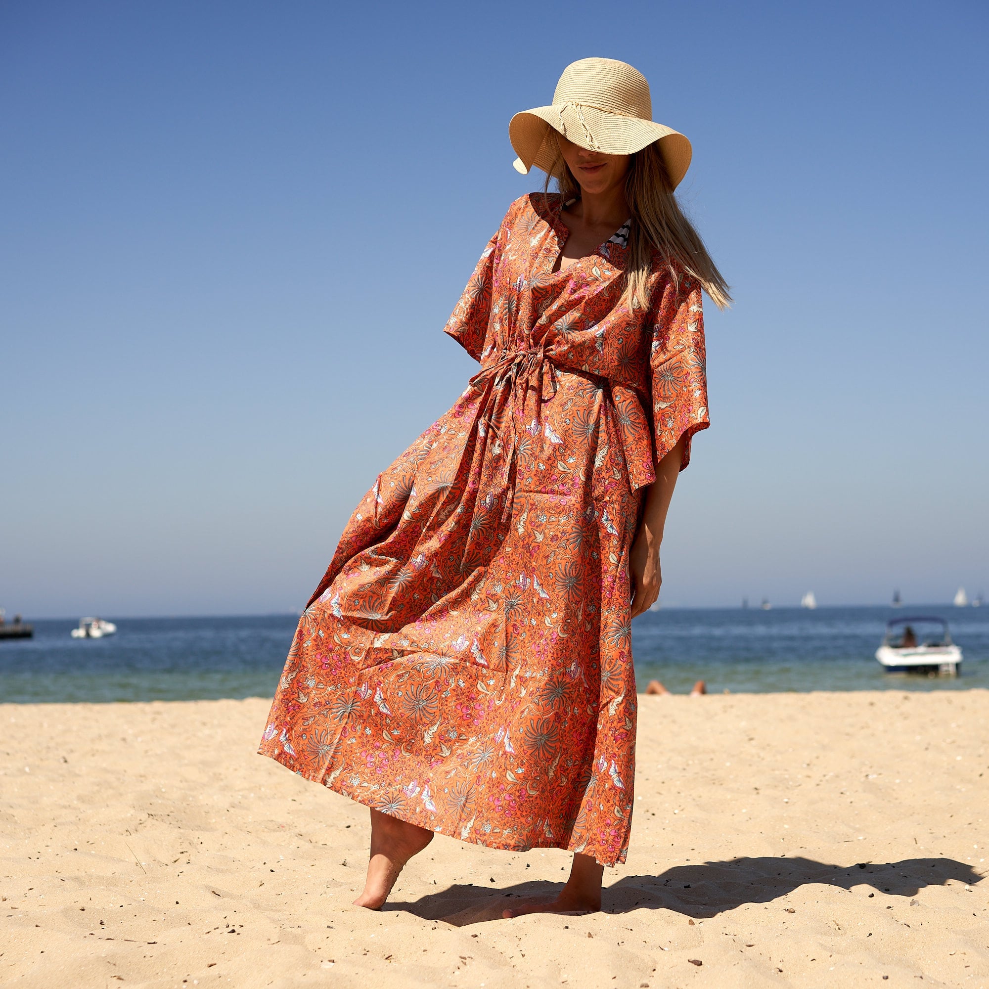 ‘Butterlies & Blooms’ 100% Cotton Kaftan
