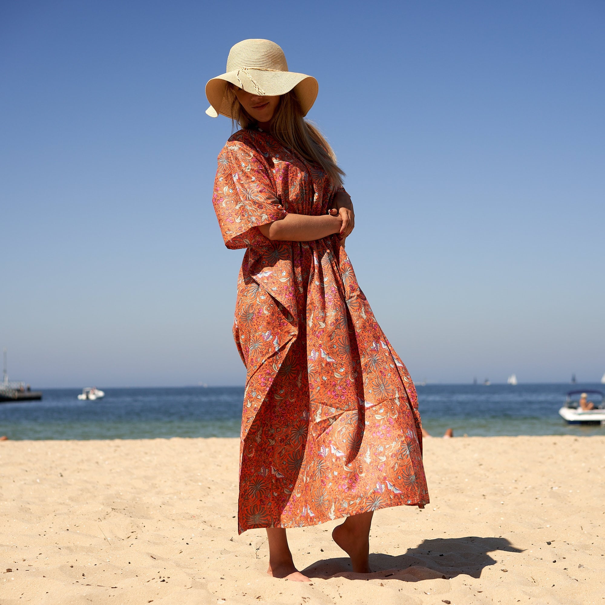 ‘Butterlies & Blooms’ 100% Cotton Kaftan
