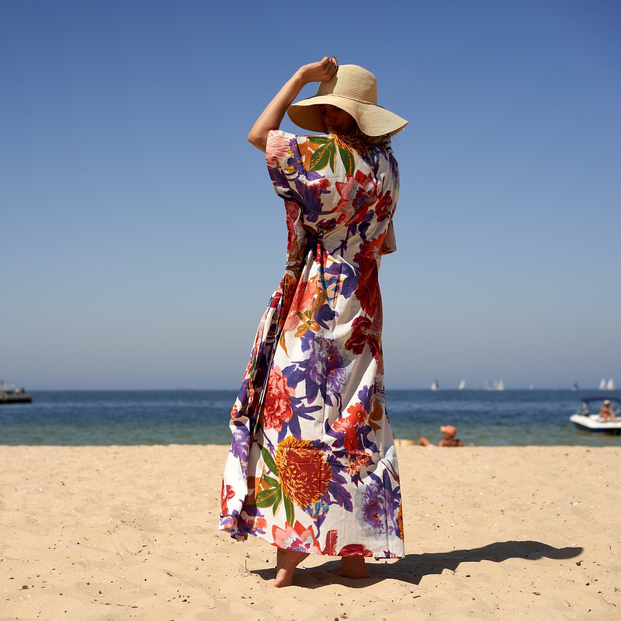 ‘Chic Summer Blooms’ 100% Cotton Kaftan