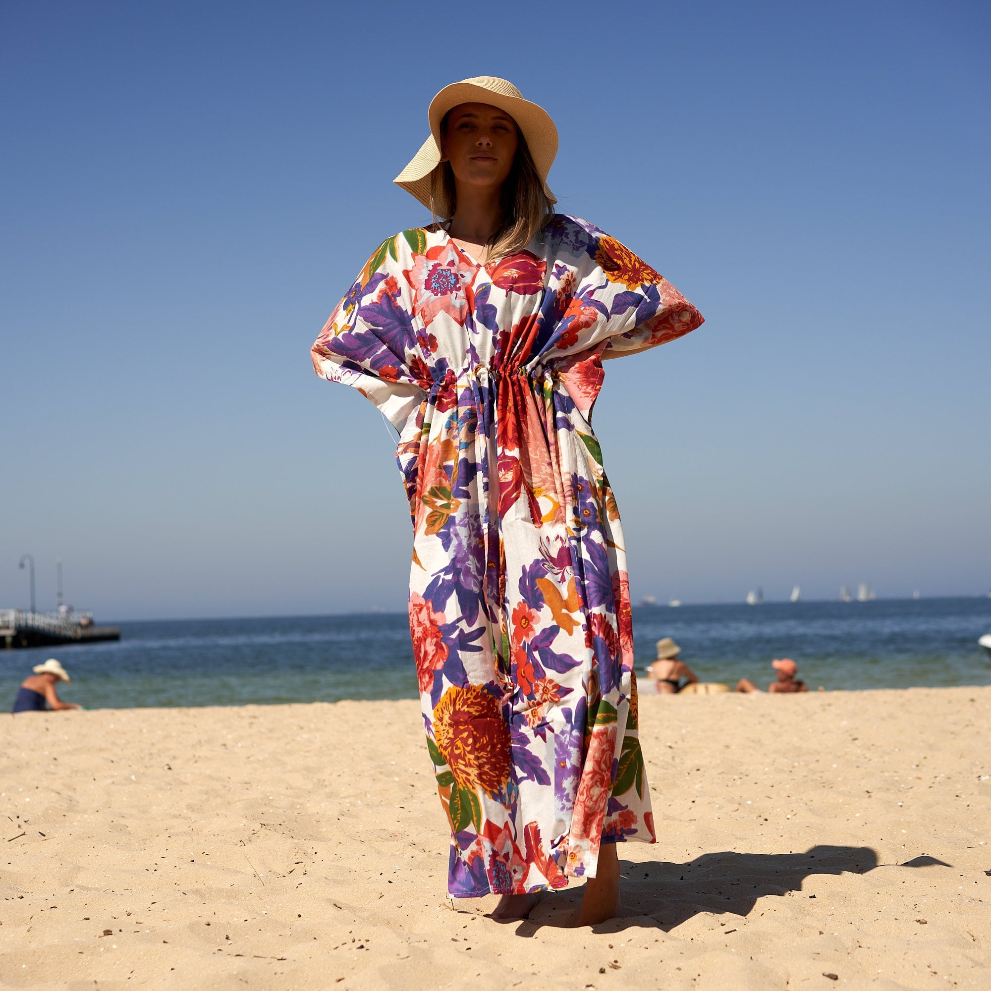 ‘Chic Summer Blooms’ 100% Cotton Kaftan