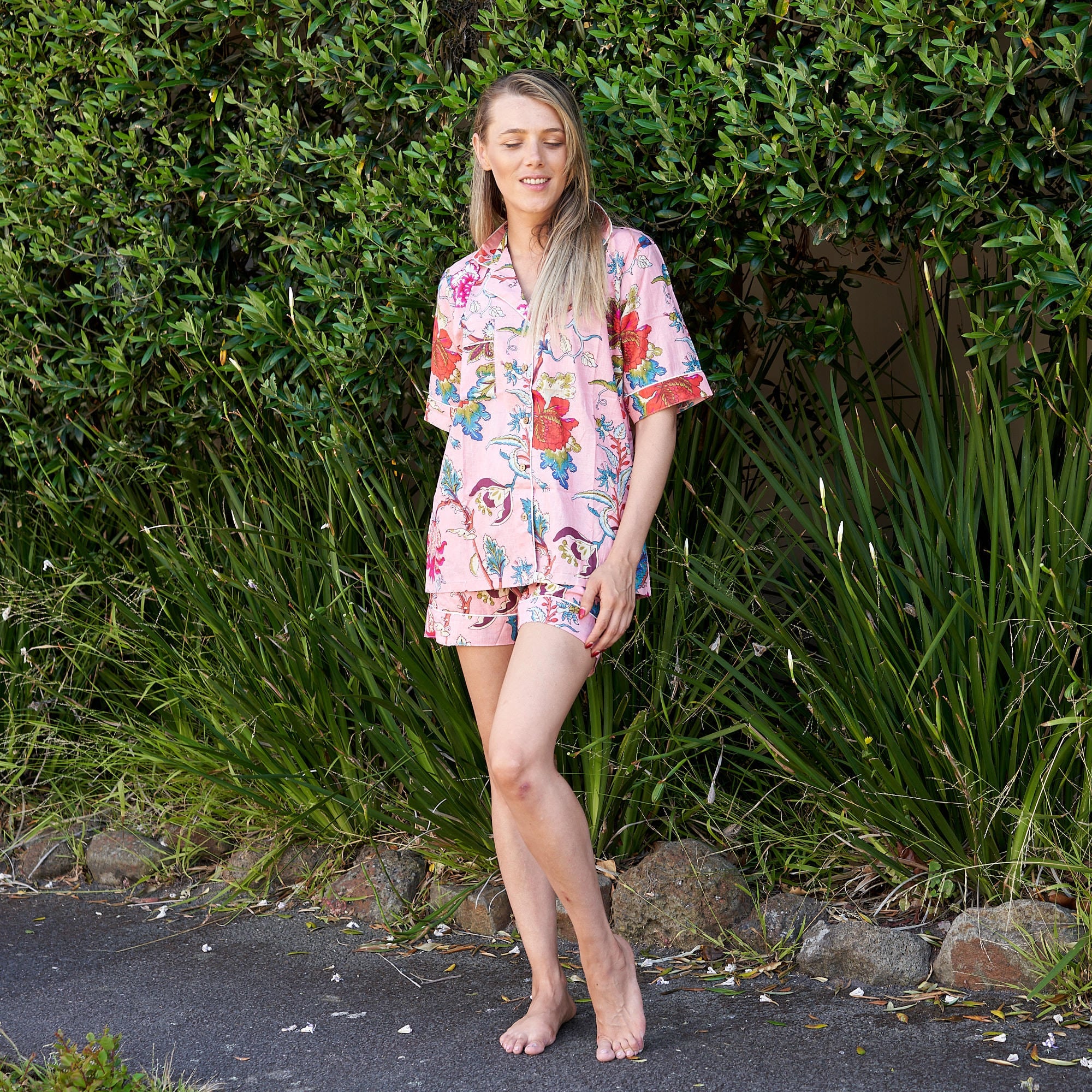 ‘Beachside Blooms’ 100% Cotton Pyjama Shorts Set