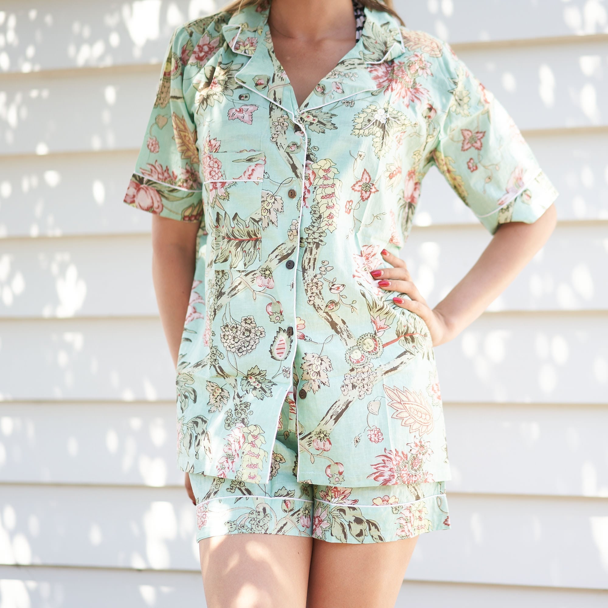 ‘Daybreak Pastel Dreams’ 100% Cotton Pyjama Shorts Set