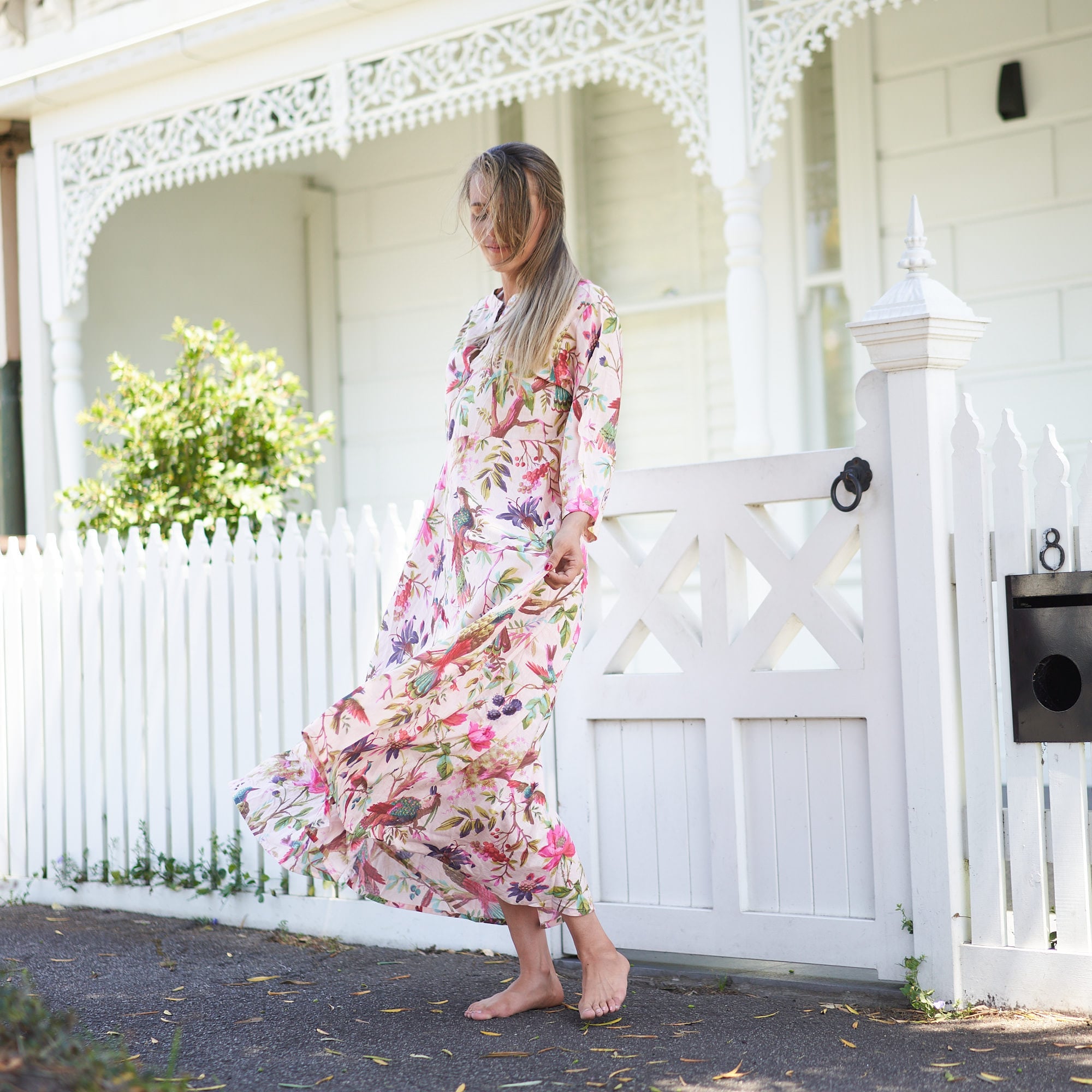 Set of 2 Umbrella ‘Sea, Sun, and Florals’ 100% Cotton Maxi Dress