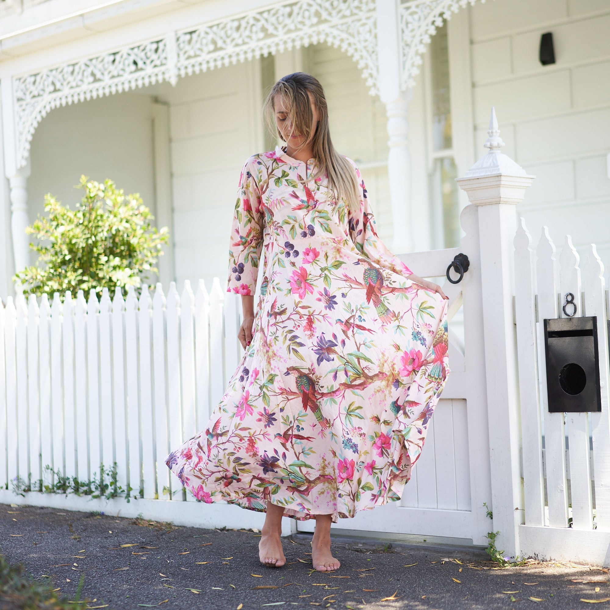Set of 2 Umbrella ‘Sea, Sun, and Florals’ 100% Cotton Maxi Dress