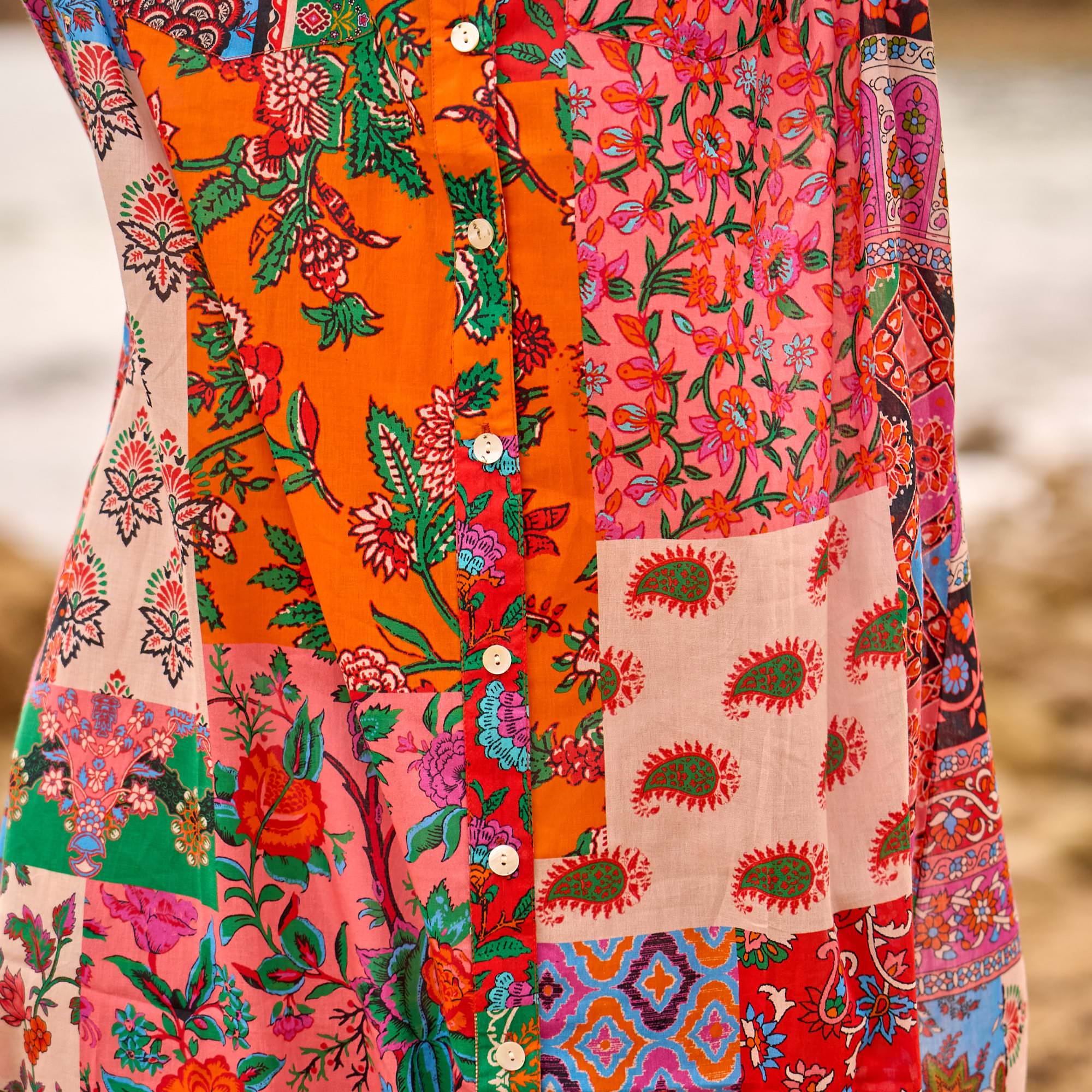 Stylish artistic patchwork maxi dress for casual and holiday wear