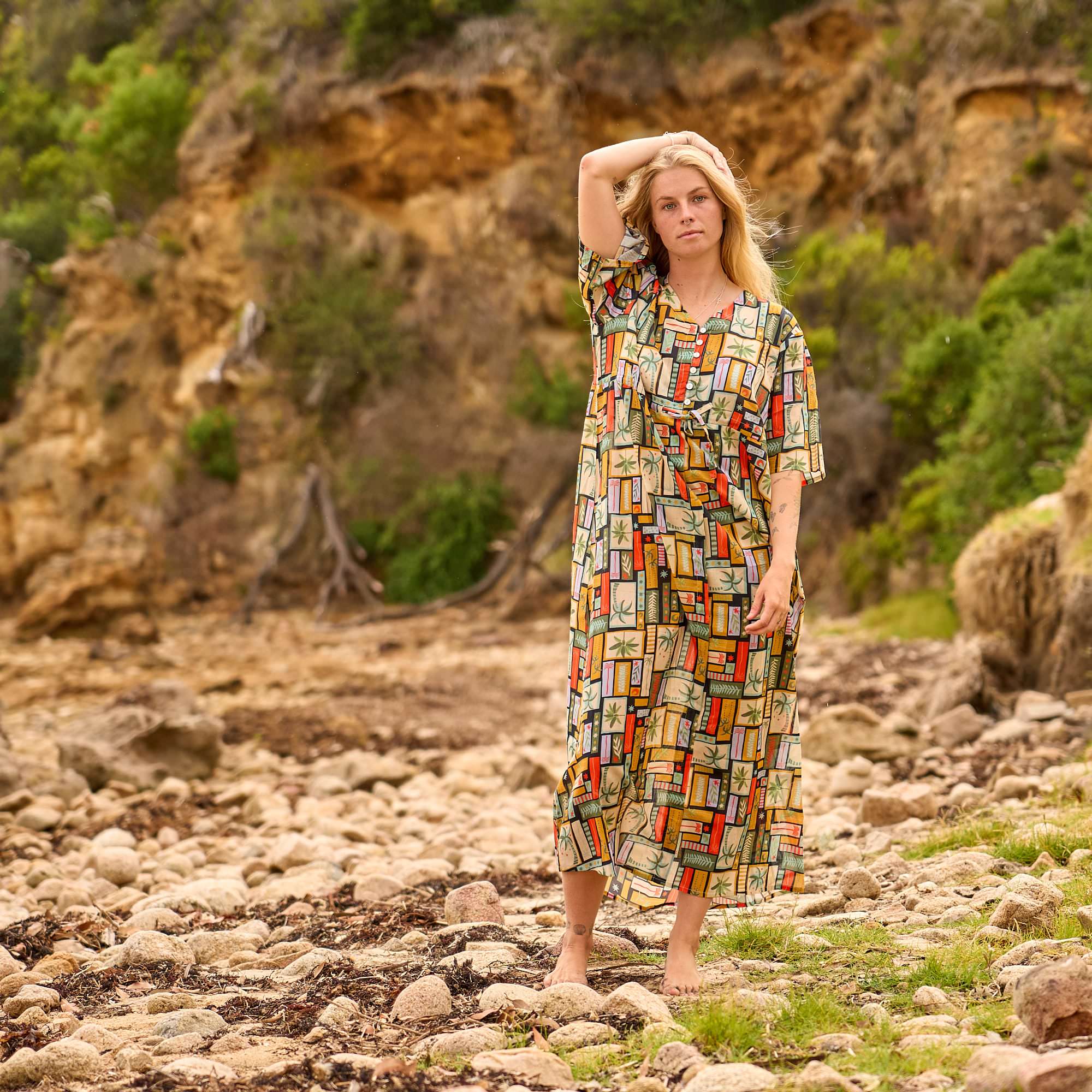 Craftluxe boho print maxi dress for resort wear
