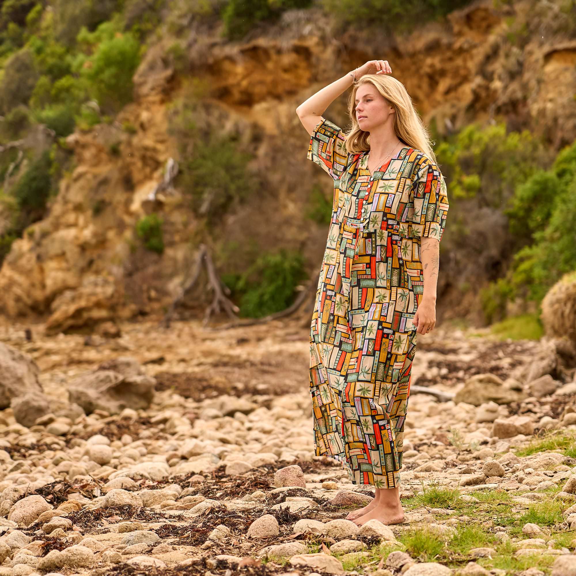 Free size bohemian printed maxi dress for women