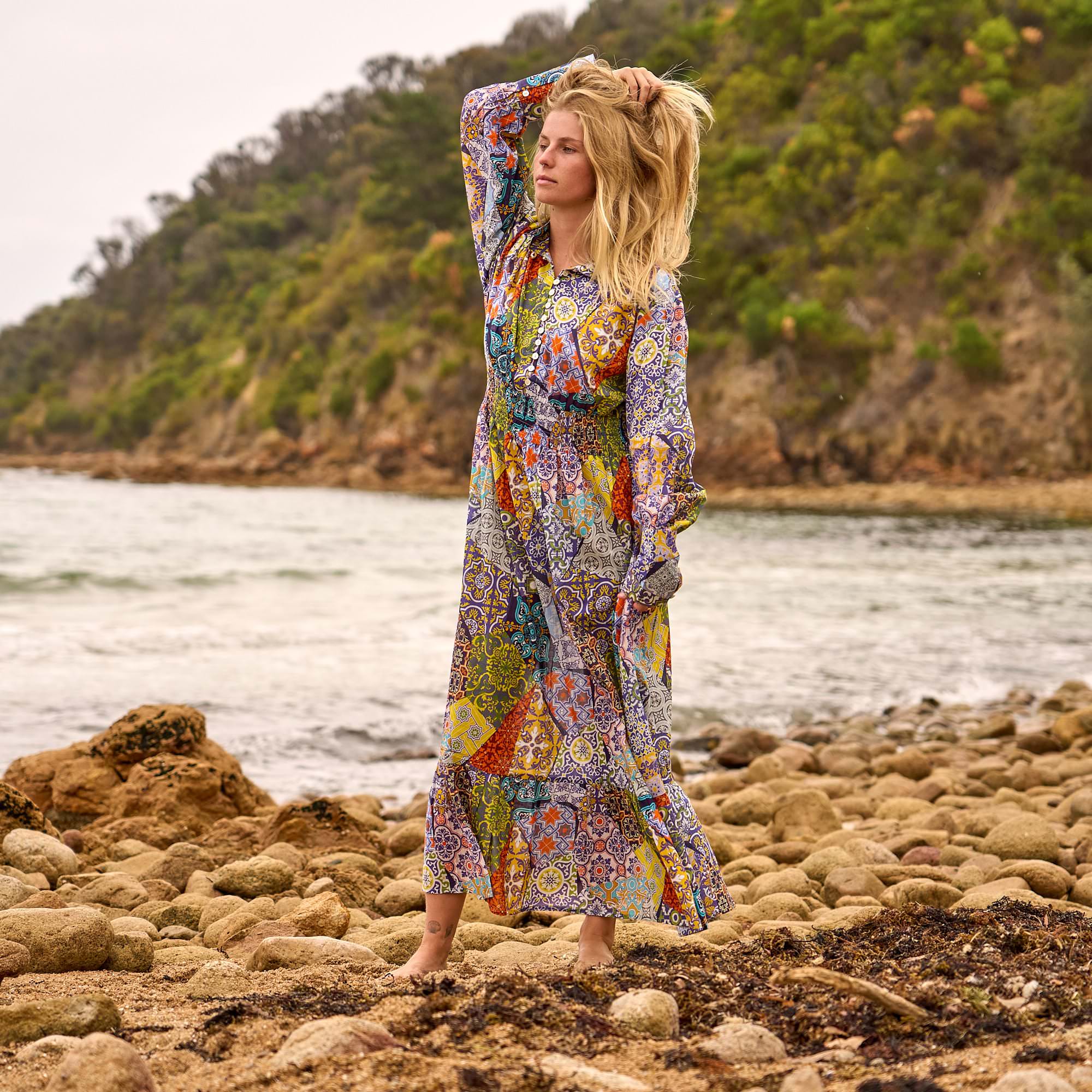 Craftluxe women’s cotton patchwork maxi dress for beach wear