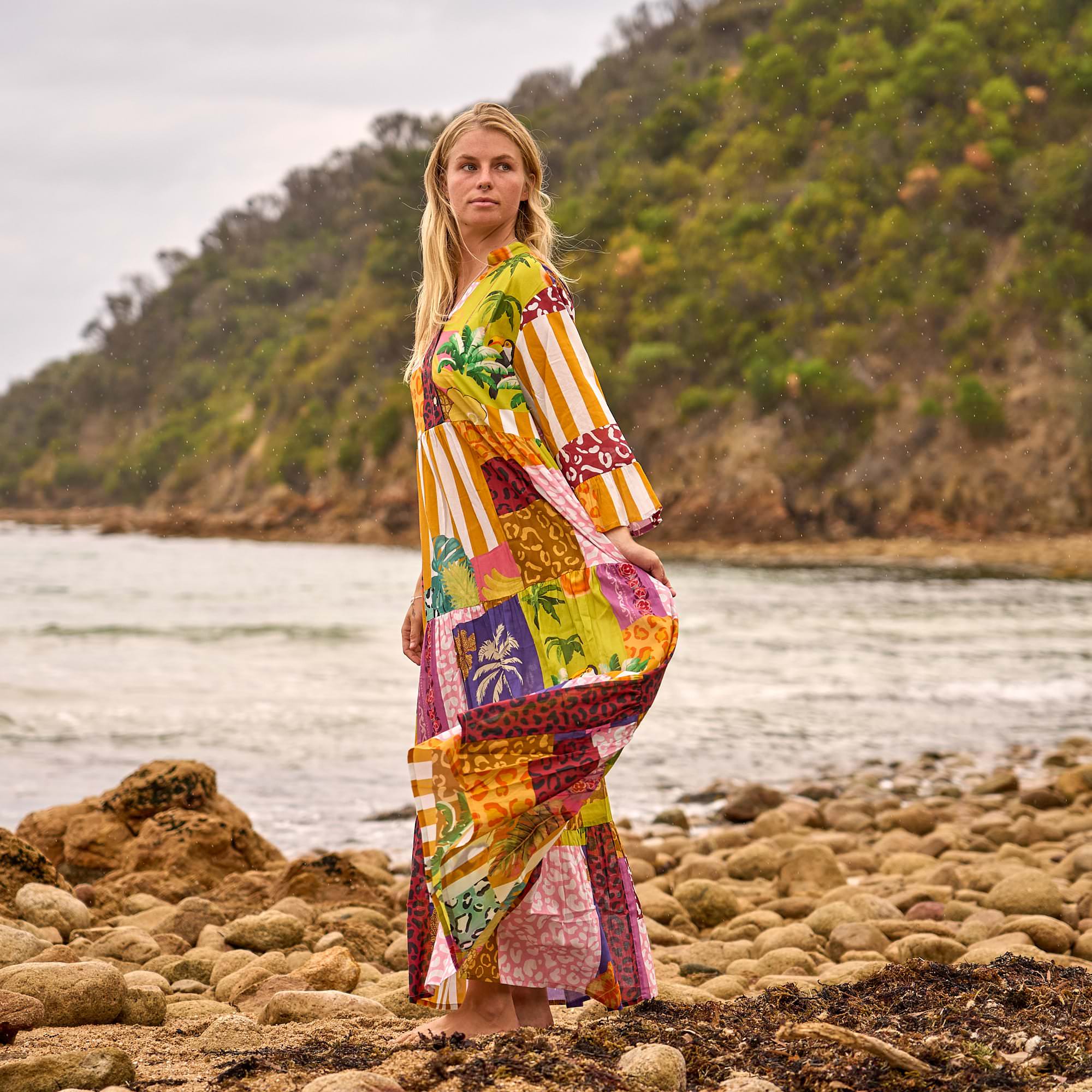 Relaxed fit colour block maxi dress for casual wear
