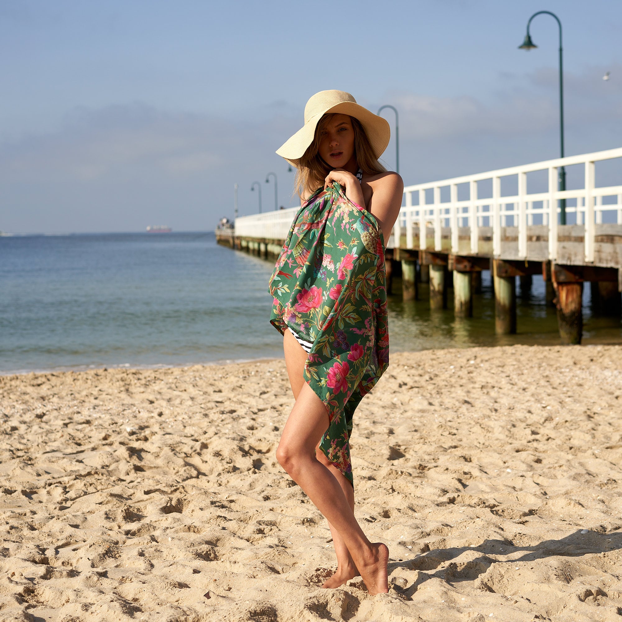 ‘Seashore Florals’ 100% Cotton Sarong