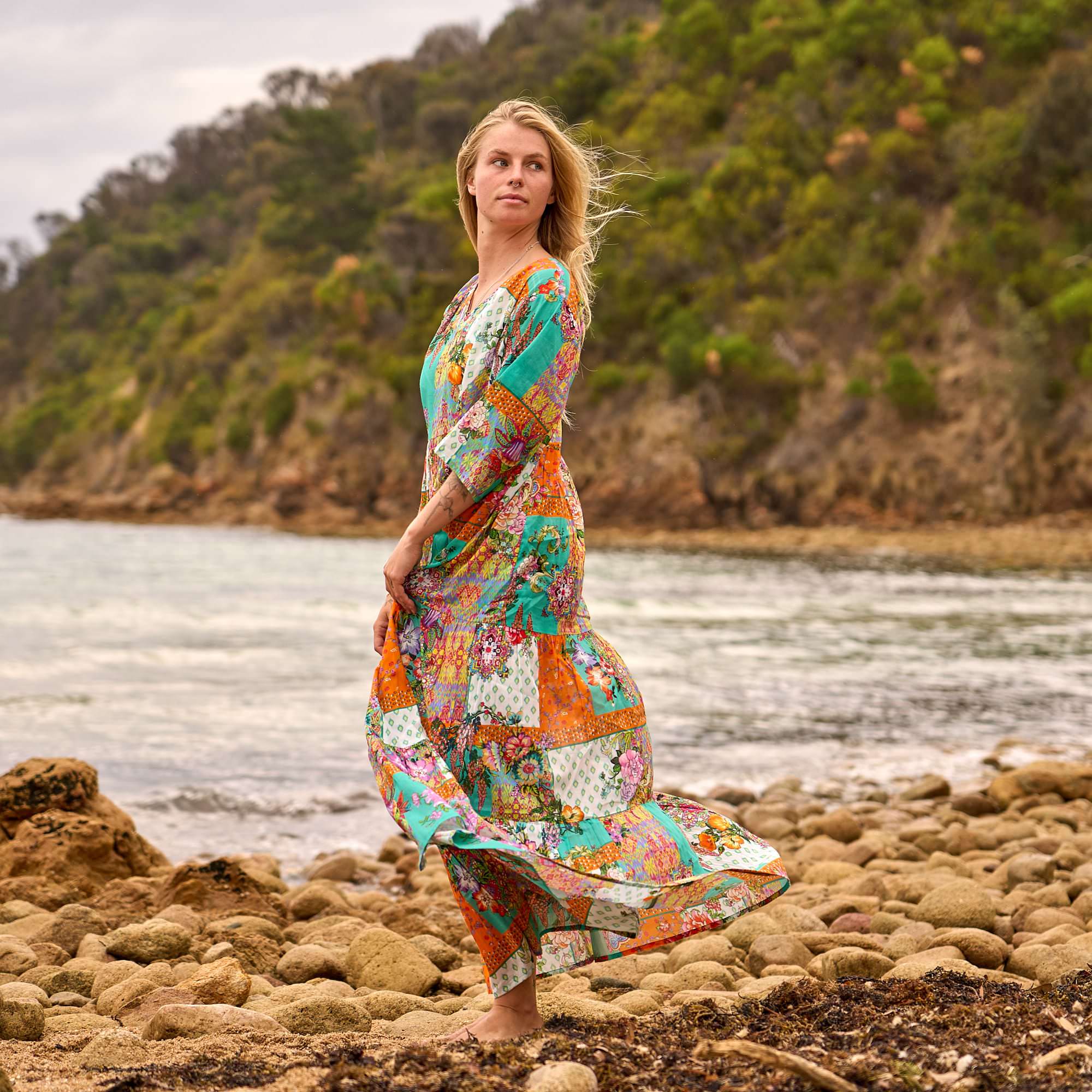 Elegant cotton beach dress for summer holidays and vacations