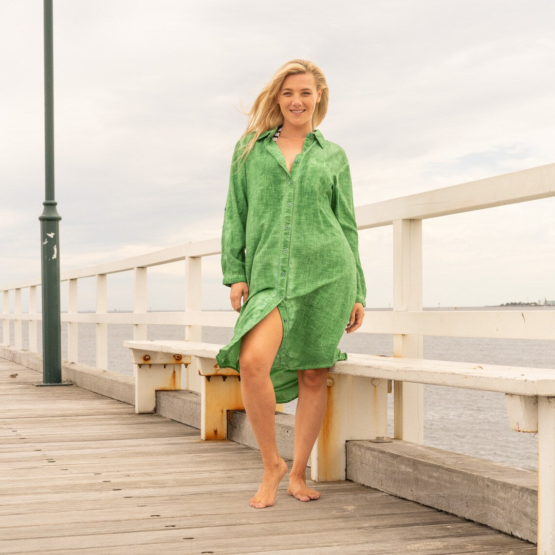 BUDDING BEAUTY WOMEN'S COTTON SHIRT DRESS - ONE SIZE