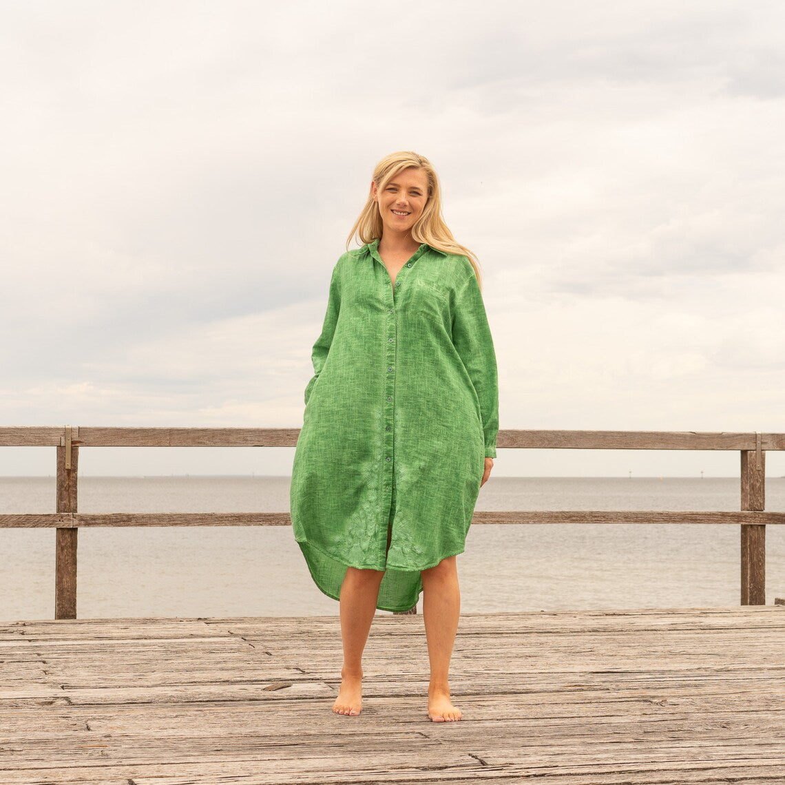 BUDDING BEAUTY WOMEN'S COTTON SHIRT DRESS - ONE SIZE