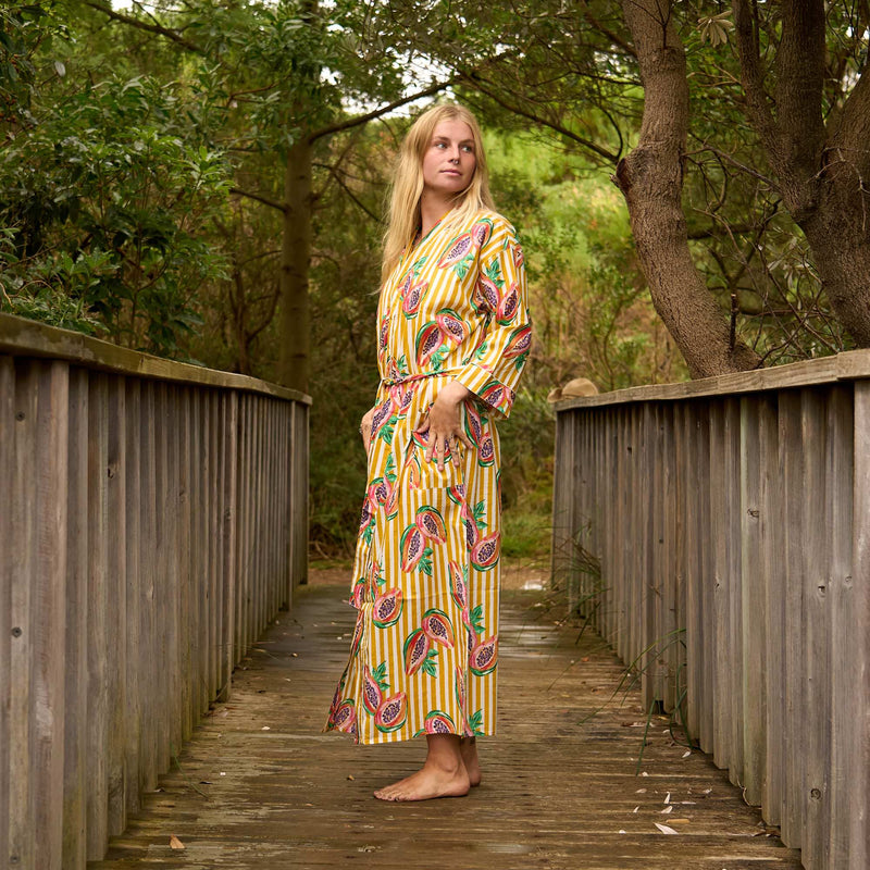 Tropical Sunshine Kimono - Cotton Robe for Beach & Lounge Vibes