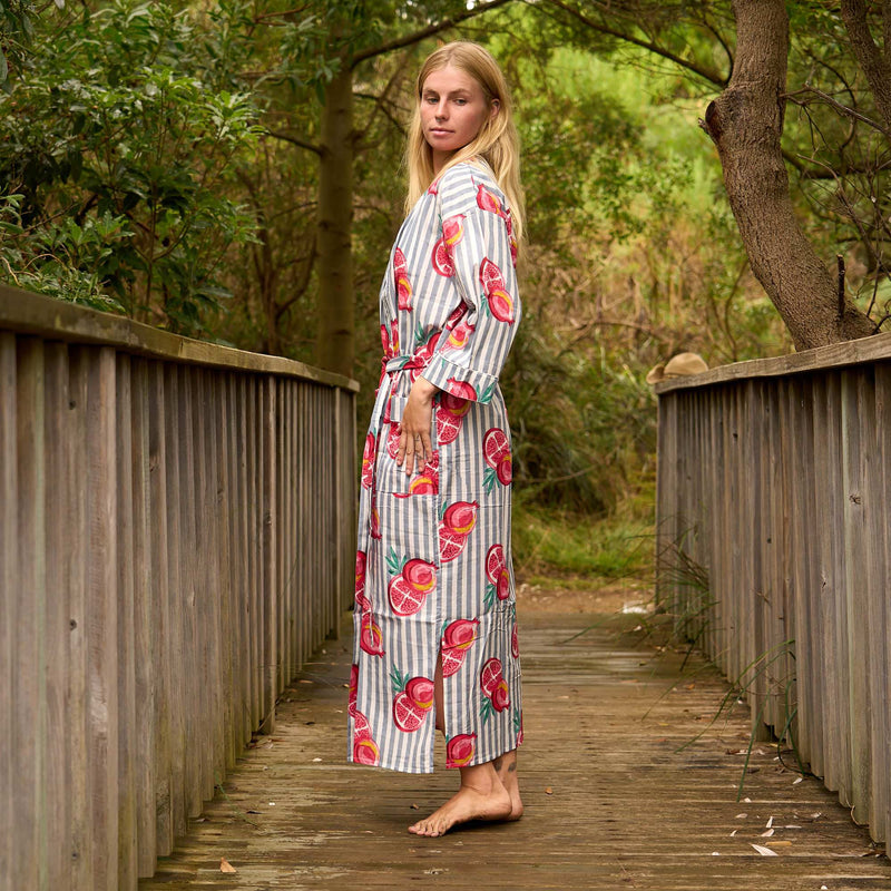 Citrus Bloom Robe - Bold Grapefruit Print on Luxe Cotton