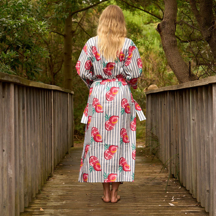 Citrus Bloom Robe - Bold Grapefruit Print on Luxe Cotton
