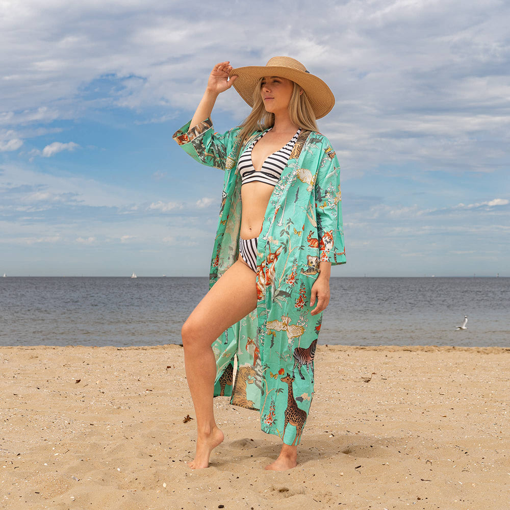BOHO GREENS' Women's Cotton Kimono Robe