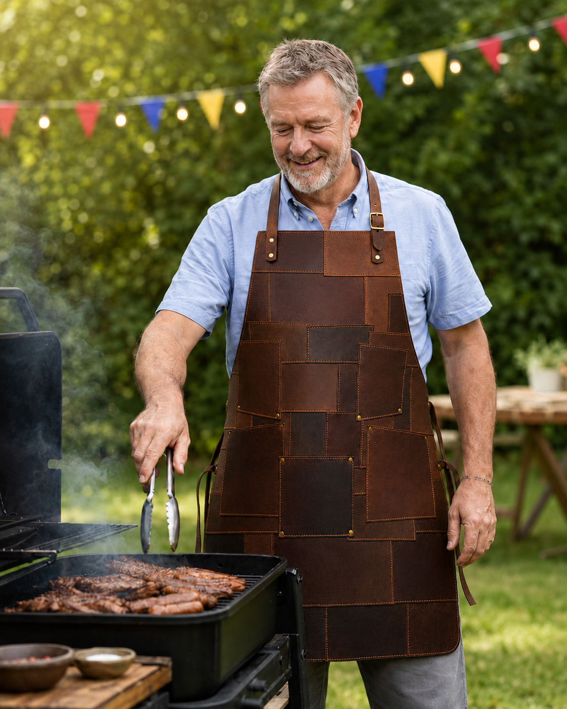Craftluxe premium leather apron for cooking grilling and workshop use