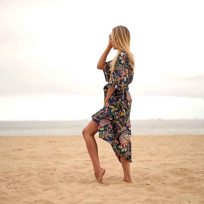 Cotton Kaftan Kimono Caridgan Summer Clothing Valentine Mother's Day Gift Maternity Wear Christmas Gift for her Floral Black