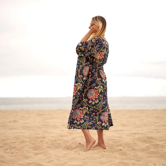 Cotton Kaftan Kimono Caridgan Summer Clothing Valentine Mother's Day Gift Maternity Wear Christmas Gift for her Floral Black