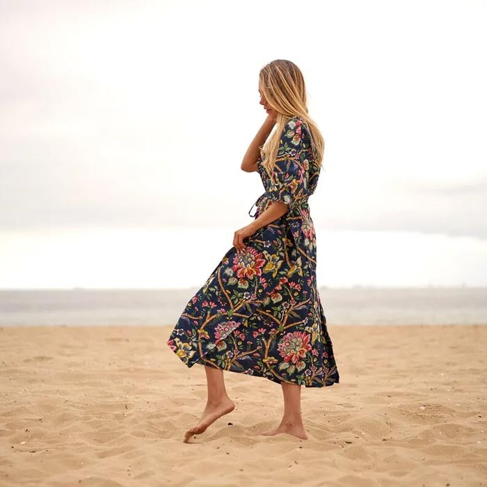 Cotton Kaftan Kimono Caridgan Summer Clothing Valentine Mother's Day Gift Maternity Wear Christmas Gift for her Floral Black