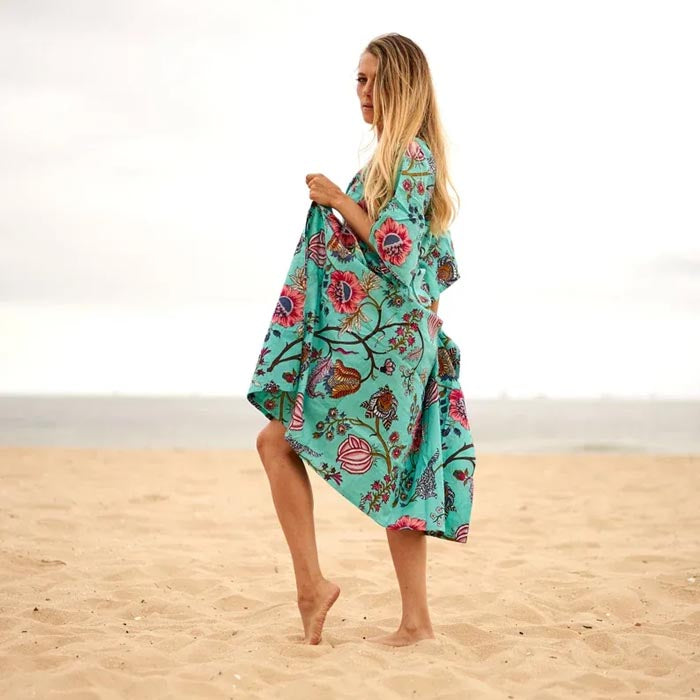 Cotton Kaftan Kimono Caridgan Summer Clothing Valentine Mother's Day Gift Maxi Dress Maternity Wear Christmas Gift for her Blue