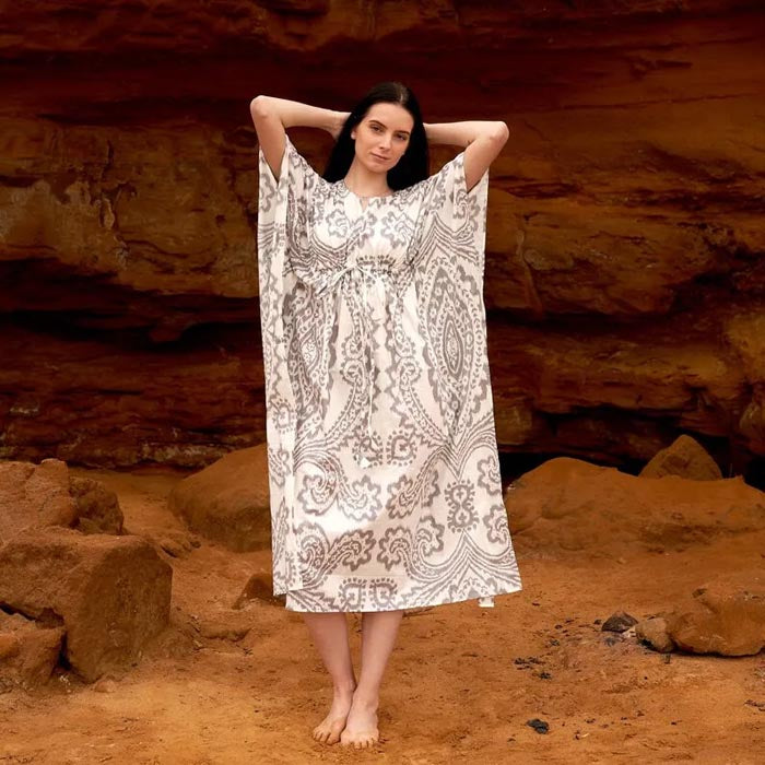 Cotton Kaftan Kimono Caridgan Summer Clothing Valentine Mother's Day Gift Maxi Dress Maternity Wear Christmas Gift for her Off White