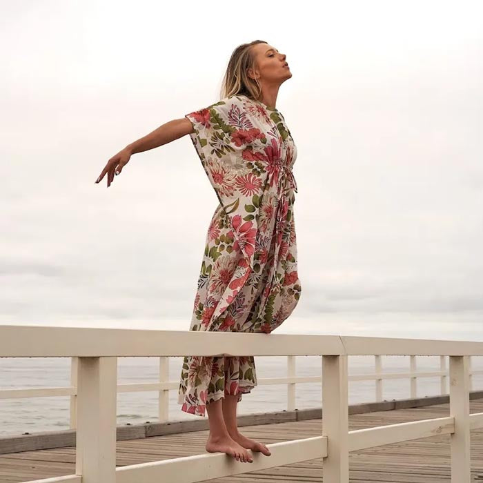 Cotton Kaftan Kimono Caridgan Summer Clothing Valentine Mother's Day Gift Maxi Dress Maternity Wear Christmas Gift for her White