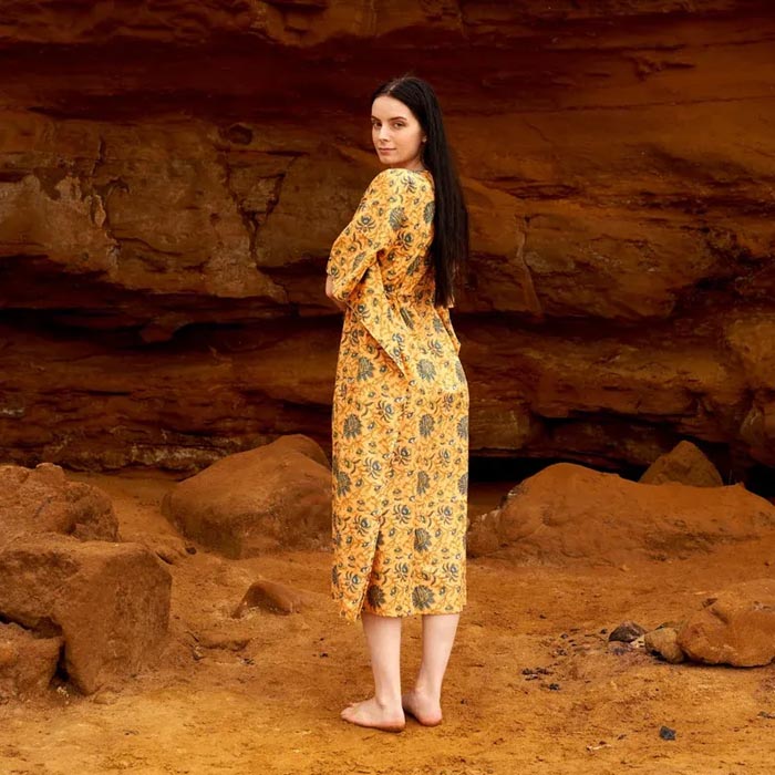 Cotton Kaftan Kimono Caridgan Summer Clothing Valentine Mother's Day Gift Maxi Dress Maternity Wear Christmas Gift for her Yellow