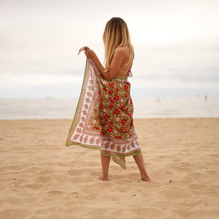 Cotton Sarong| Block Print Sarong Pareo| Cotton Boho Scarf| Neck Head Wrap|Beach Sarong| Gift for her|Mothers Day Valentines Birthday Summer CS04