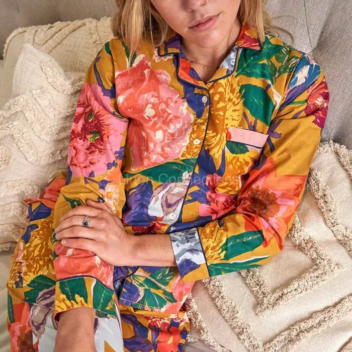 PJ Set Lounge Wear Multi Coloured Anthro Floral Includes 4 Sizes - S,M,L,XL PJ20