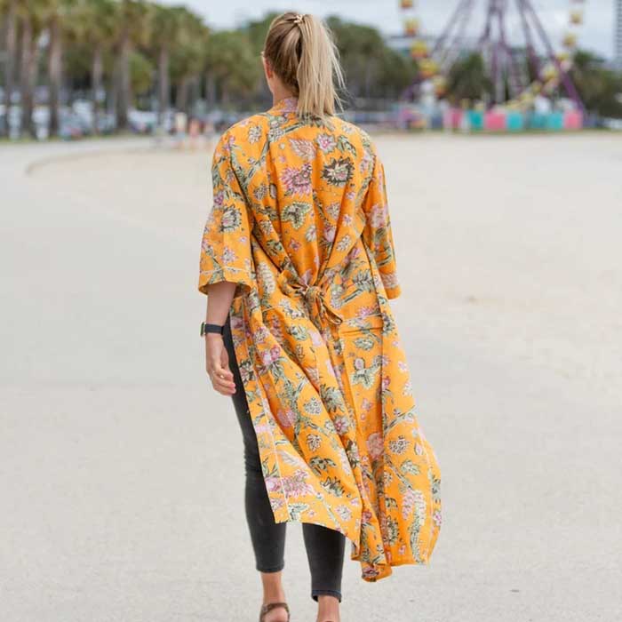 Linen Connections Frida Cotton Kimono Bathrobe Valentines Day Gift Turkish Cardigan Nightwear Dressing Gown Beach Bikini Summer CK109