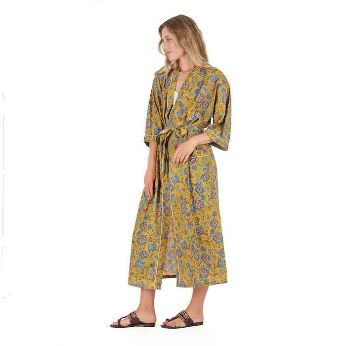 Linen Connections Frida Cotton Kimono Bathrobe Valentines Day Gift Turkish Cardigan Nightwear Dressing Gown Beach Bikini Summer CK11