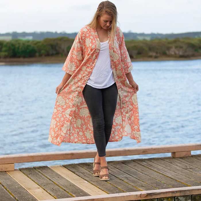 Linen Connections Frida Cotton Kimono Bathrobe Valentines Day Gift Turkish Cardigan Nightwear Dressing Gown Beach Bikini Summer CK147