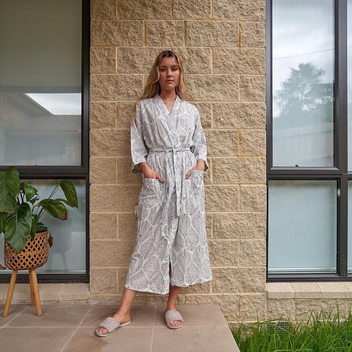 Linen Connections Frida Cotton Kimono Bathrobe Valentines Day Gift Turkish Cardigan Nightwear Dressing Gown Beach Bikini Summer CK187