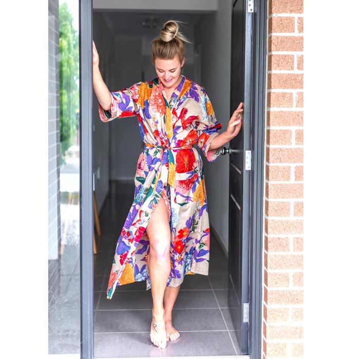 Linen Connections Frida Cotton Kimono Bathrobe Valentines Day Gift Turkish Cardigan Nightwear Dressing Gown Beach Bikini Summer CK196