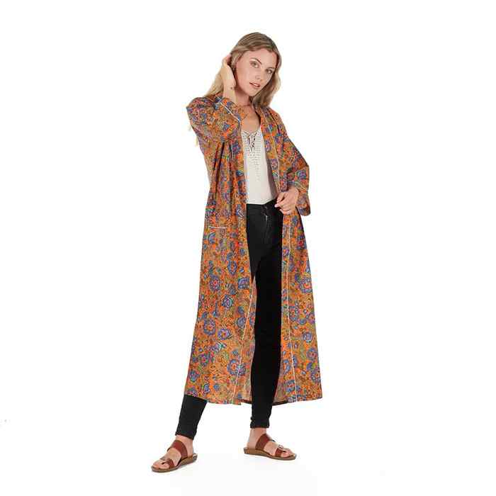 Linen Connections Frida Cotton Kimono Bathrobe Valentines Day Gift Turkish Cardigan Nightwear Dressing Gown Beach Bikini Summer CK25